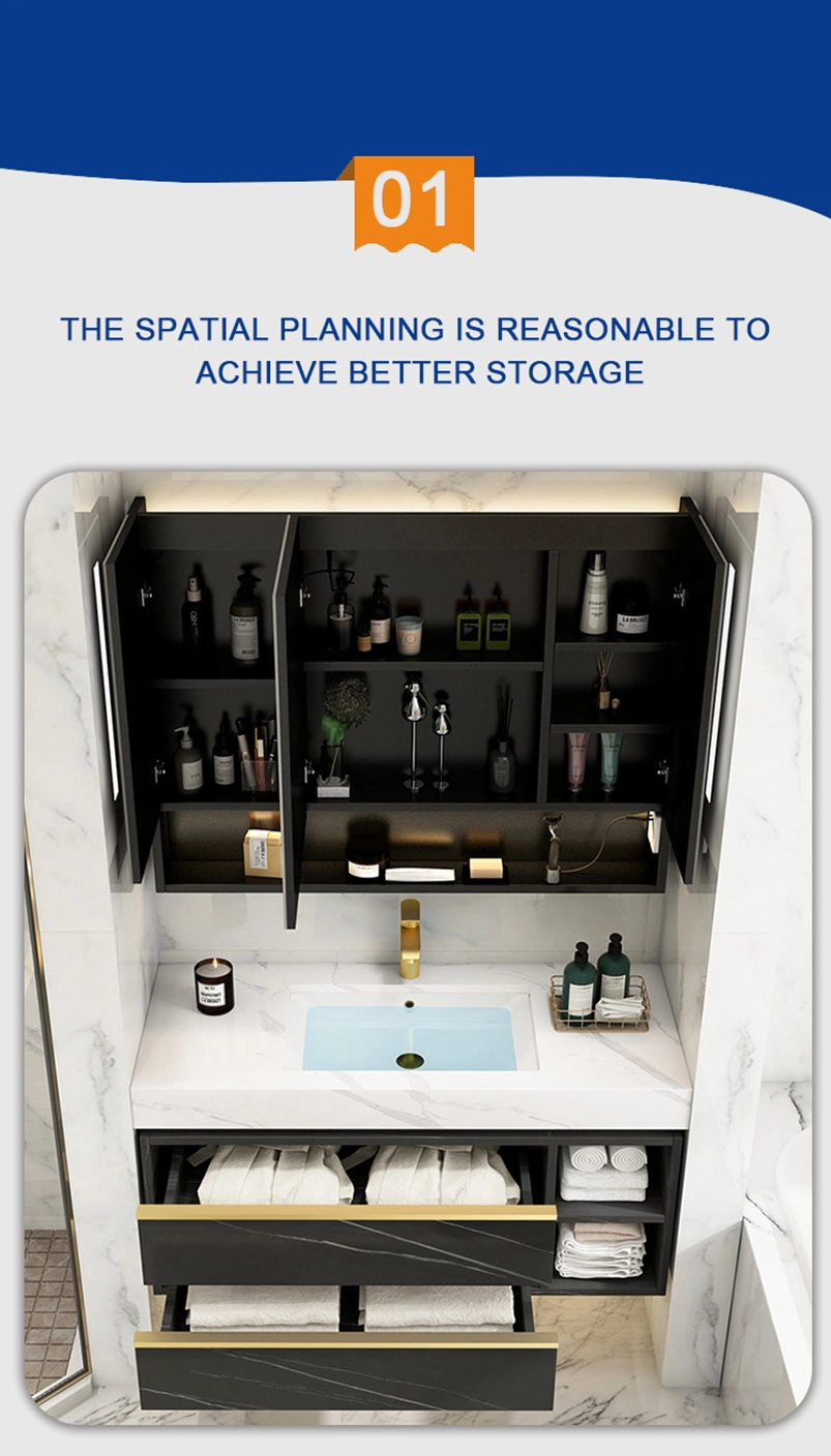 Modern Minimalist White Wall-Mounted Bathroom Storage Vanity Cabinet Set with Sink Basin